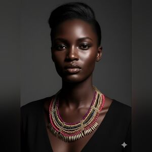 Multicolor Beaded Bib-style Statement Necklace